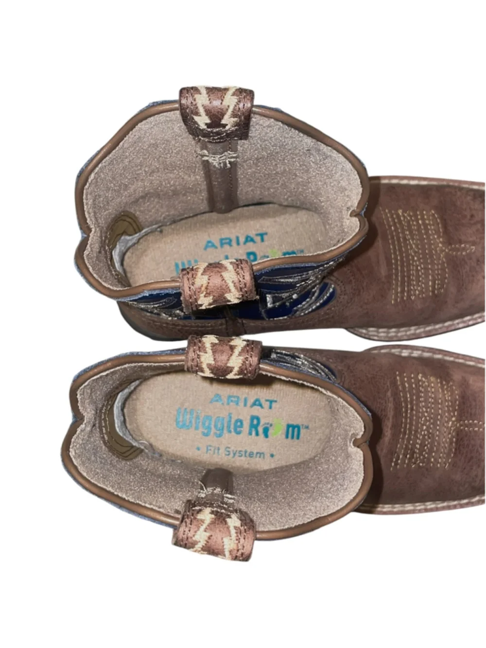 Ariat Unisex Kids Size 11 Sorting Pen Cowboy Boots Square Toe Brown Blue